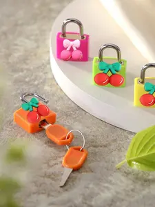 Small Luggage Lock with Key, Sturdy Lock, Durable Brass Core, Plastic Shell, Cherry Pattern, Suitable for Travel Bags, Backpacks, Suitcases, Versatile Use, Security Lock