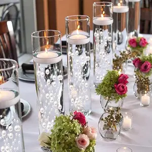 White Vase Filler for Floating Candles, 94ft Cuttable Faux  Beads Strings Filler Cylinder Vases Centerpiece Table Decorations for Floating Effects, Wedding, Dining, Party, Celebration