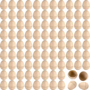 100 count DIY Paper Mache Easter Eggs Bulk Easter Basket Stuffers 2.95 Inches Eggs Craft Supplies for DIY Craft Gifts Ideas Ornaments Adults, Brown