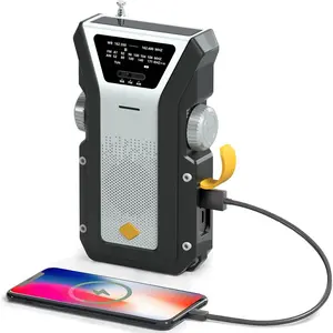 4000mah Multifunctional Emergency Handheld Radio with Noaa Weather Alert, Sos Alarm, Flashlight, Hand Crank Charging, Portable Rechargeable Design