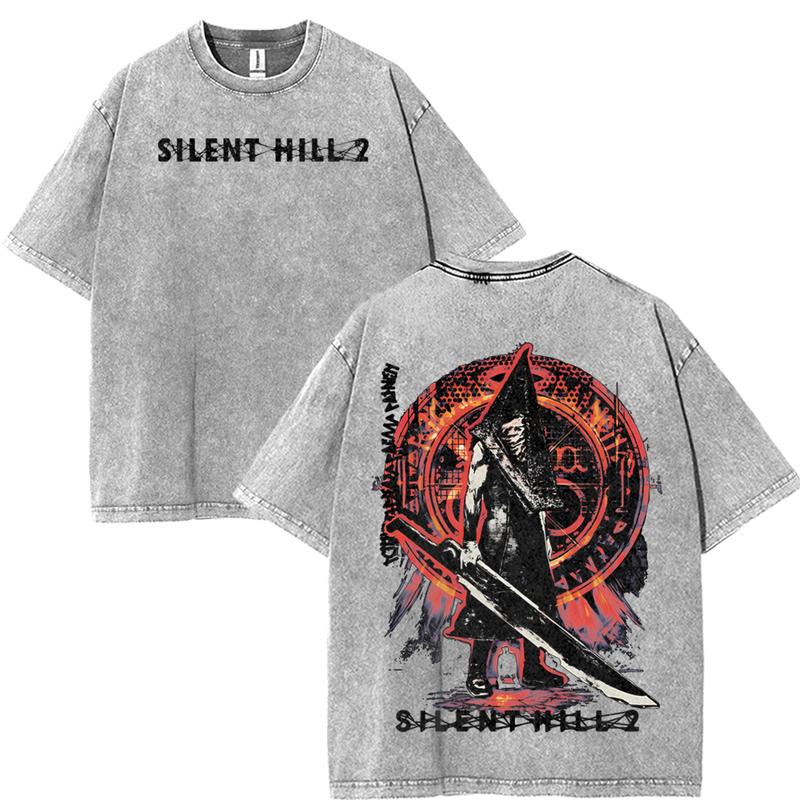 Silent Hill 2 T-Shirt Double Printed Unisex Acid Washed Lightweight Cotton T-Shirt, Tanktop, Hoodies Gift For Game Fan, Streetwear men gifts