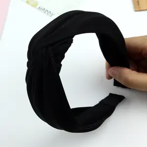 Premium Solid-Color Fabric Headband — Handcrafted Cross-Knotted Design | Wide-Brimmed Headband for Women (Forest-Girl Style Hair Accessory)
