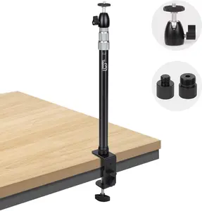 Camera Desk Mount Table Stand Webcam Stand with 360Ball  Aluminum Alloy Clamp and Arm 15.7-35.4 Heavy Duty C lamp for Camera,Ring Light,DSLR,Live Streaming,Photo Viedo