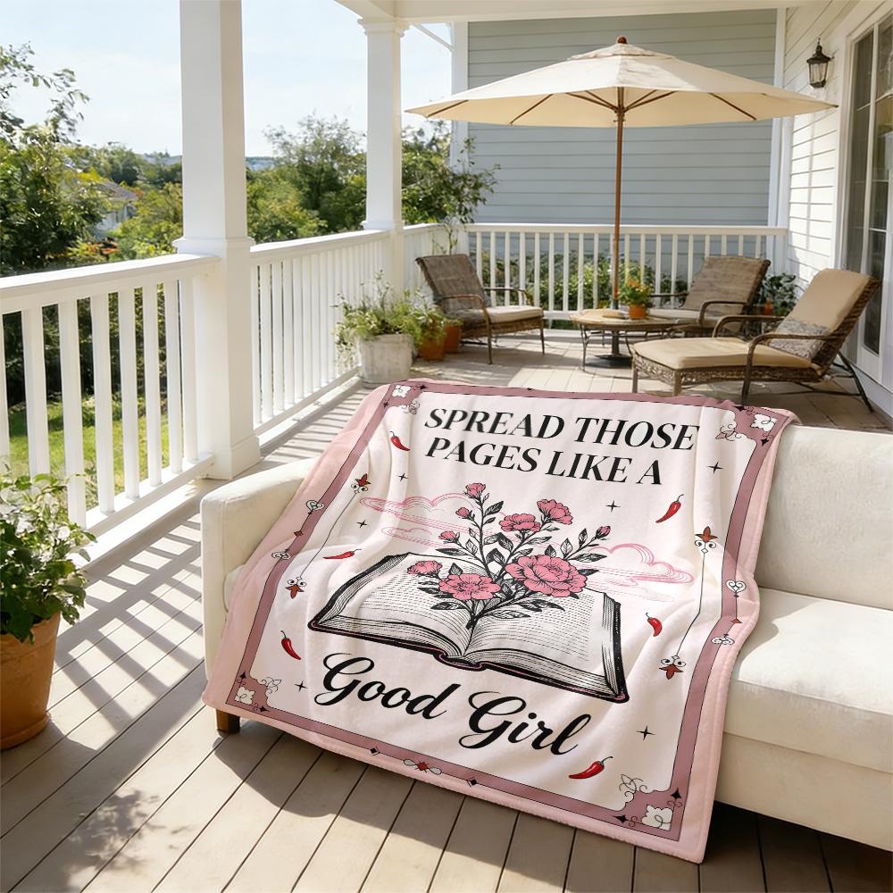 Booktok Girl’s Dream Blanket – For Readers Who Love Their Books Spicy Perfect Gift for Spicy Book Lovers – "Good Girl" Book Blanket for Birthdays & Book Club Bold Design to Elevate Your Reading Space Suitable for all four seasons