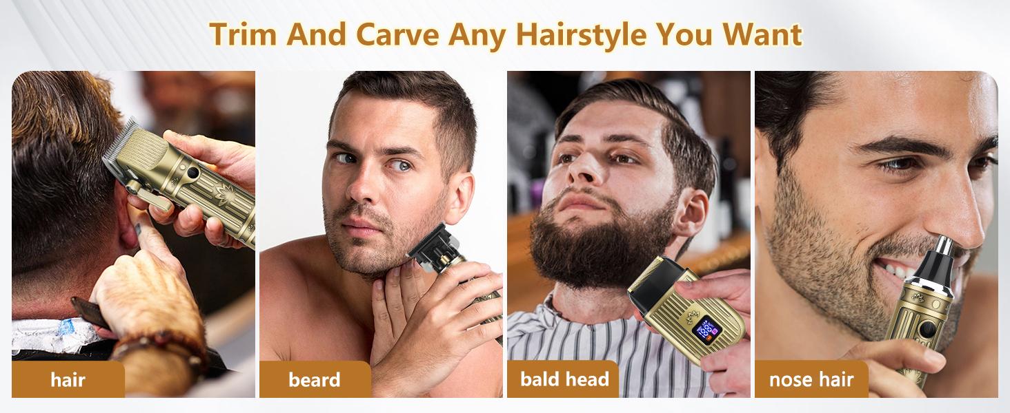 Hair Clippers for Men Professional & Beard Trimmer Kit,Foil Shaver Nose Hair Trimmer for Man,Cordless Clippers and Hair Trimmers Set,Men's Shaving Fade Haircut Kit LED Display,Mens Gifts