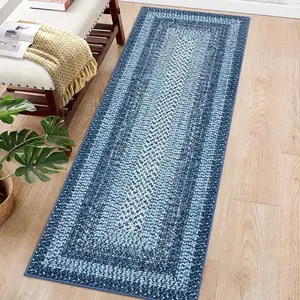 【GARVEE】Kitchen Runner Rug 2x6 Runner Rug Non Slip Washable Runners for Hallways, Boho Vintage Rugs with Rubber Backing, Soft Low-Pile Indoor Carpet for Entryway, Laundry, Bedroom (Blue)