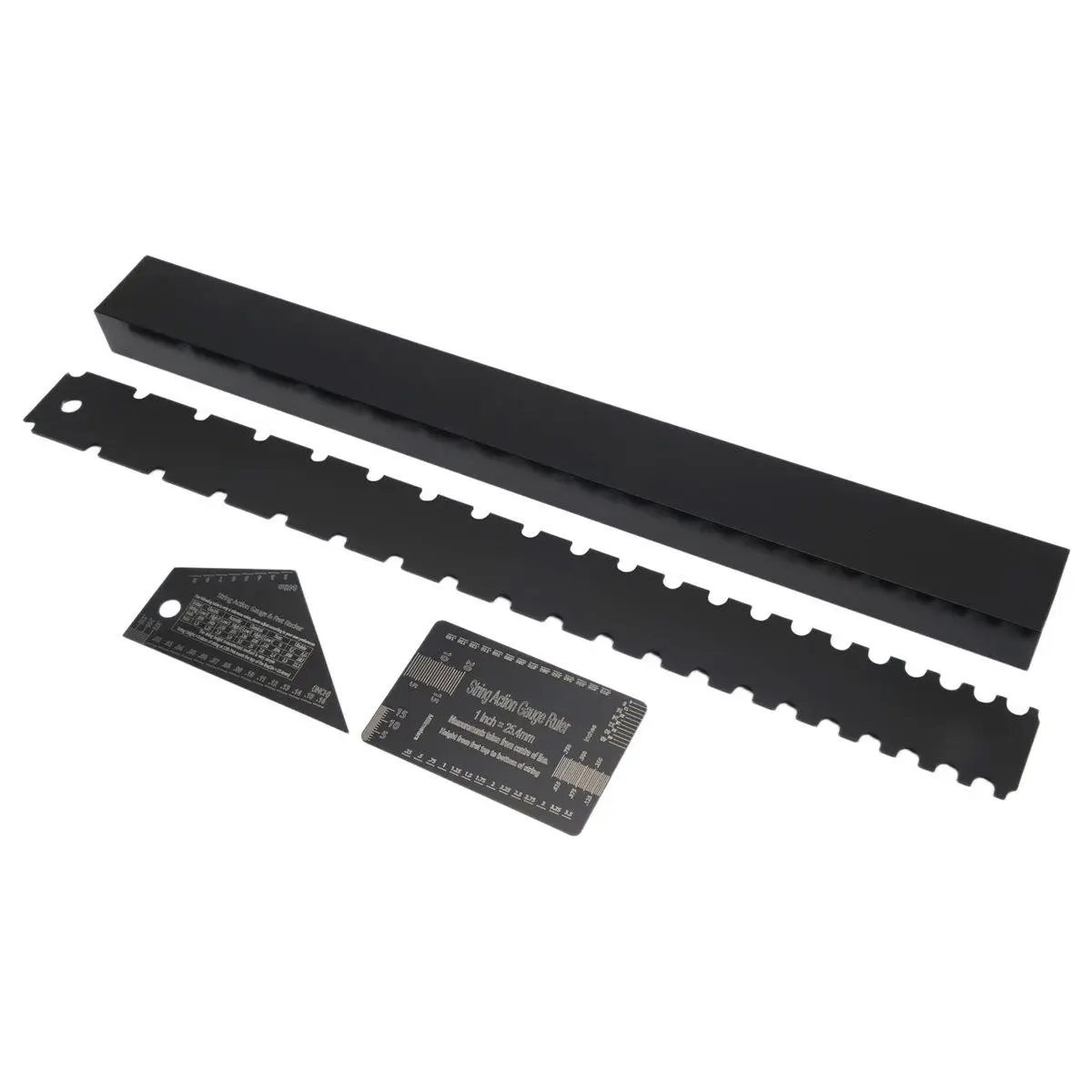 4Pcs Luthier Tools Set Guitar Neck Notched Straight Edge String Action Gauge Ruler Fret Rocker Fret Leveling Beam