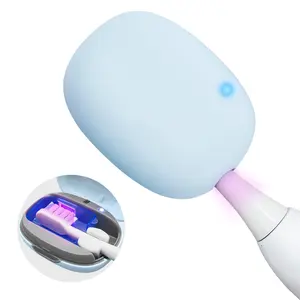 Portable Toothbrush Disinfection Box Sanitizer, Mini Travel Smart Home Toothbrush Holder, Rechargeable for All Electric and Manual Toothbrushes, Bathroom Accessory