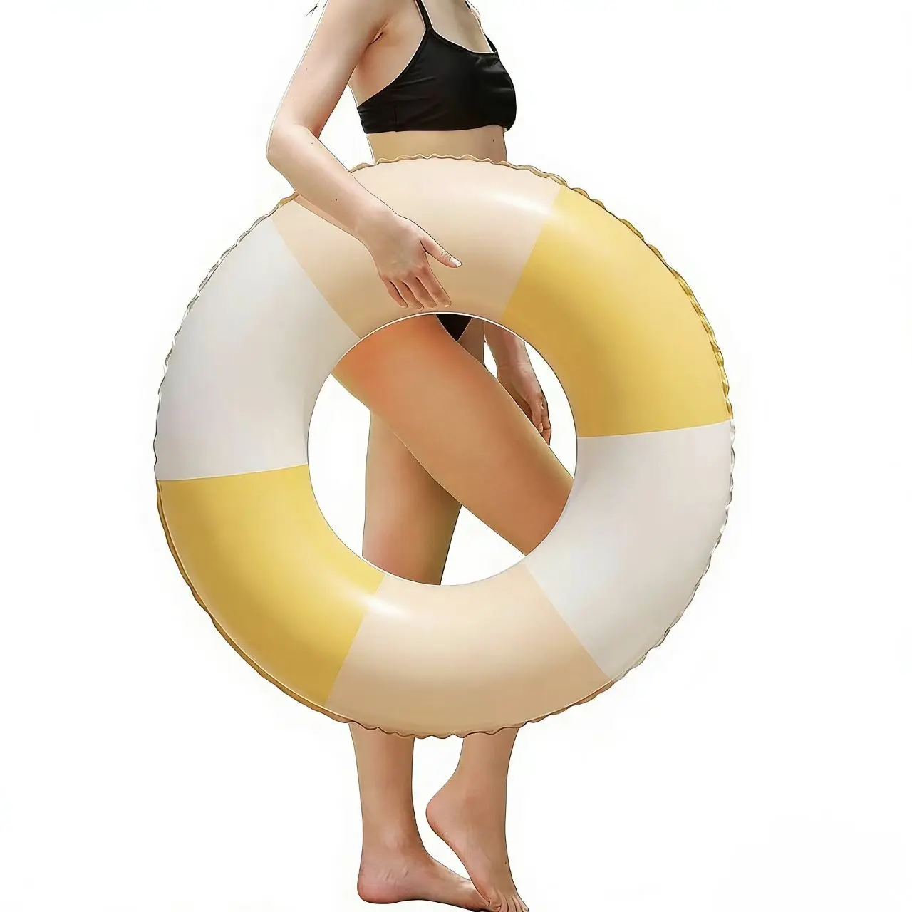 1 Pack Inflatable Pool Float, 2 Colors Vintage Striped Swim Ring, Swimming Tube for Adults & Teens, Summer Beach & Pool Party Supplies, Swimming Accessories, 30 x 14 Inches (Approx. 75 x 35 cm), Inflatable Floater