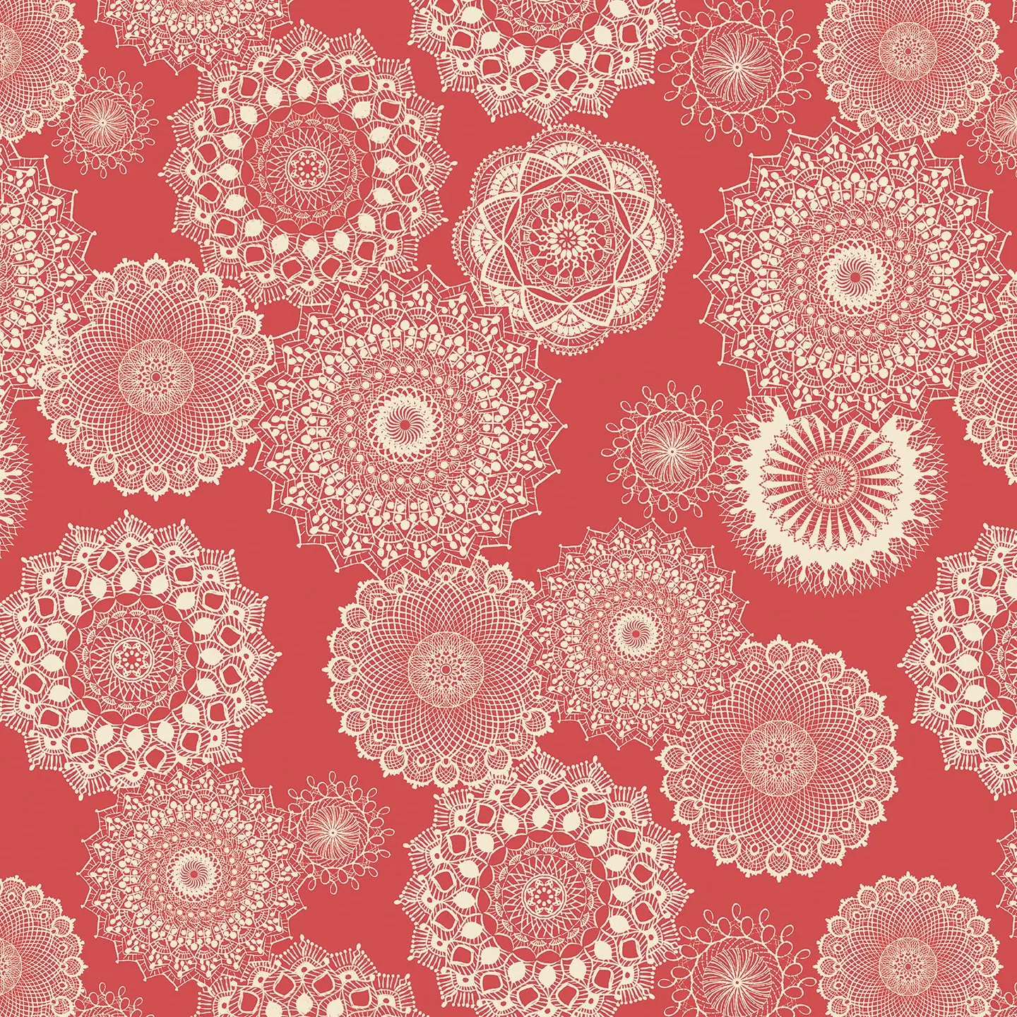 Fabric Benartex Coral Dancing Doilies Winter Haven by the Quarter Yard 16790-23