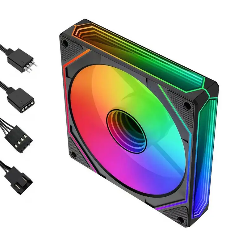 AEiTTO 120mm ARGB Case Fan,  High Airflow Infinty Mirror Design,4 Pin PWM, Silent Computer Cooling Fan with 61.5CFM/1600RPM/29LEDs, Suitable for Cutoms & Gaming PCs, Computer Components, PC Cooler, Computer Fans, Cooling Strong Airflow