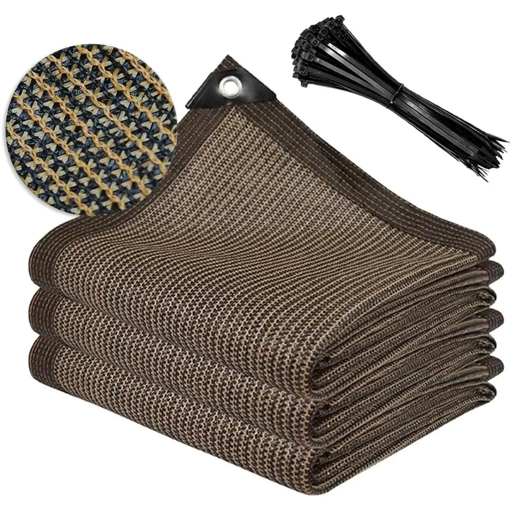 Shade Cloth with Grommets 10x20ft, 70% Sunblock Mesh Tarp & Outdoor Sun Shade for Garden Patio, Sun Shades Outdoor Cover,  Covers Freeze Protection for Greenhouse, Kennel, Lawn, Pergola - Brown