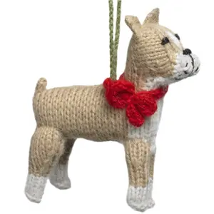 Boxer Dog Hand Knit Christmas Ornament