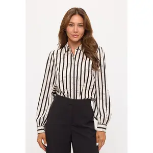 Monaco Signature Stripe Blouse - Women’s Striped Blouse - Elegant Office & Business Top