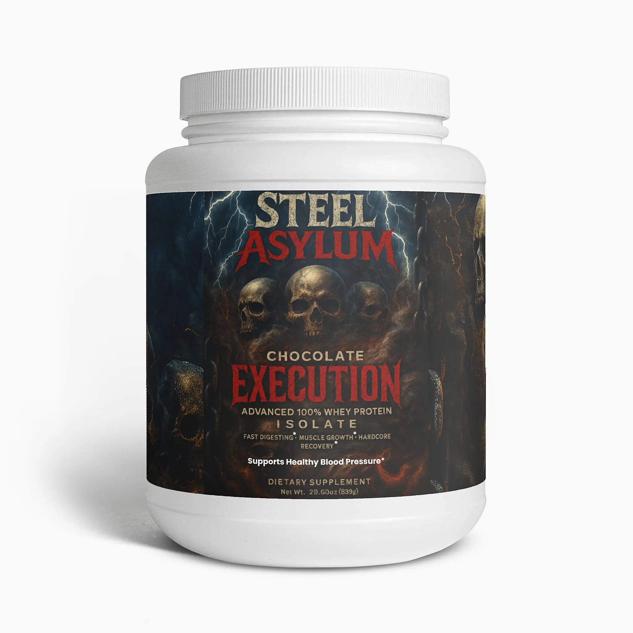 Steel Asylum Chocolate Execution Advanced 100% Whey Protein Isolate Fitness Supplement 22g Pure Protein for Muscle Growth & Recovery