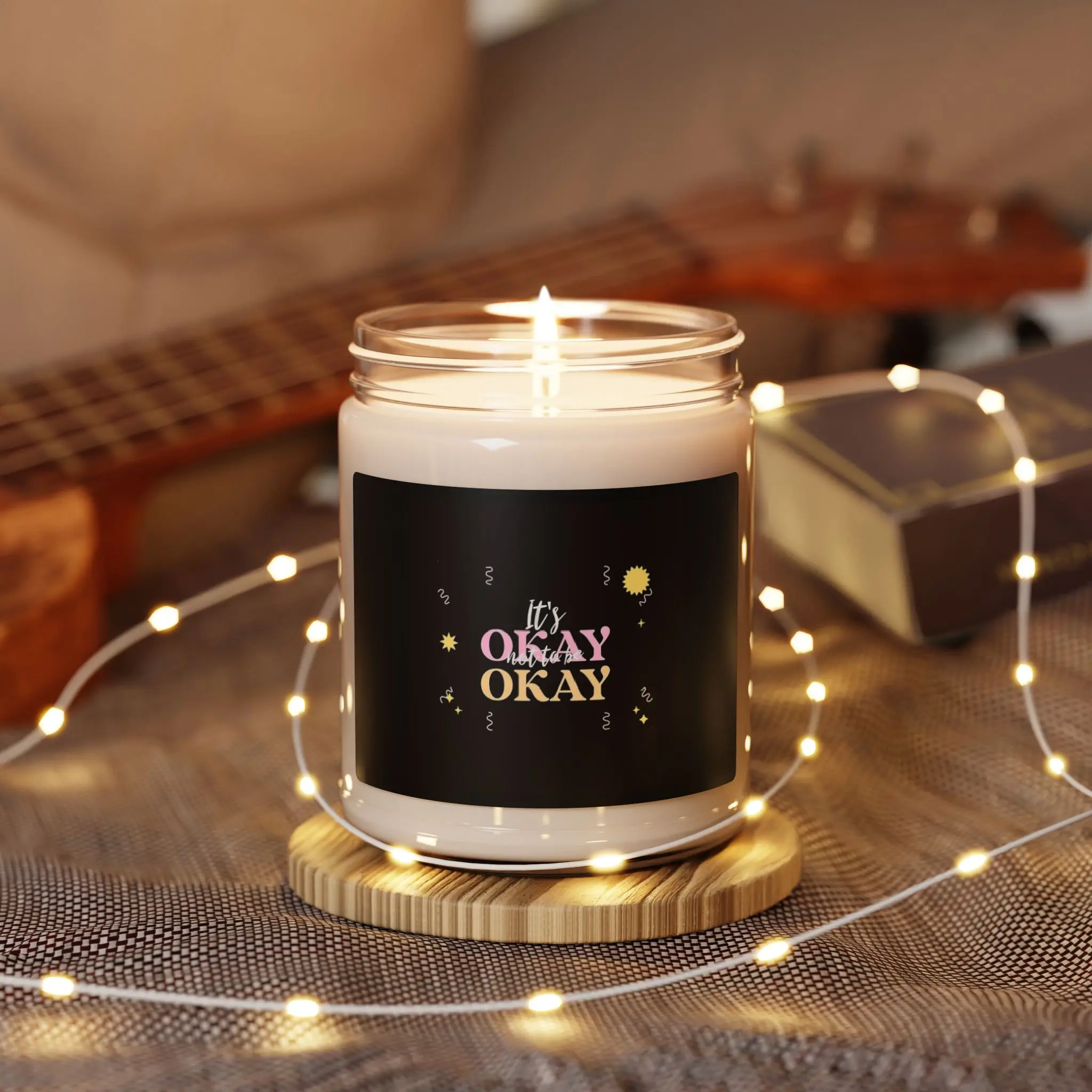 Soy Candle, It's Okay Not to Be Okay - Inspirational Scented Candles for Grief, Mental Health Support, Thoughtful Gift, Sympathy Gift Bereavement Keepsake Decor Glass
