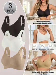 Women's Seamless Wireless Bra, Full Coverage Push-Up Design, No Steel Ring, Smooth Soft Breathable Fabric, All-Year Comfort
