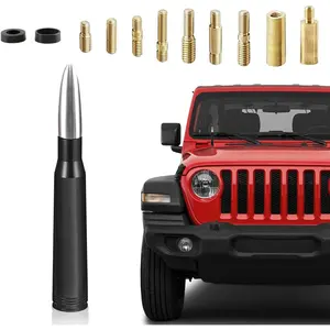 New Upgrade Car Bullet Antenna，Fits Ford，Chevrolet，GMC，SUV Truck Most Auto Cars Antenna Accessories Replacement，Made of Premium Copper Hardware and Solid Billet Aluminum，Car Accessories(Silver)