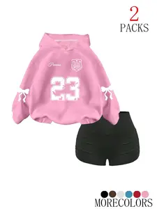 Women's Casual Long Sleeve Hoodie Set, Fitted Butt-Sculpting Pants, Soft Comfortable Fabric, Fashion Butterfly Letter, Matching Clothing Set, Daily Wear
