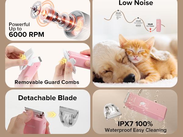 Feet Hair Trimmer, Dog Cat Clippers,Quiet Washable USB Rechargeable Cordless Dog Grooming Kit,Electric Pets Hair Trimmers Shaver Shears for Dogs and Cats