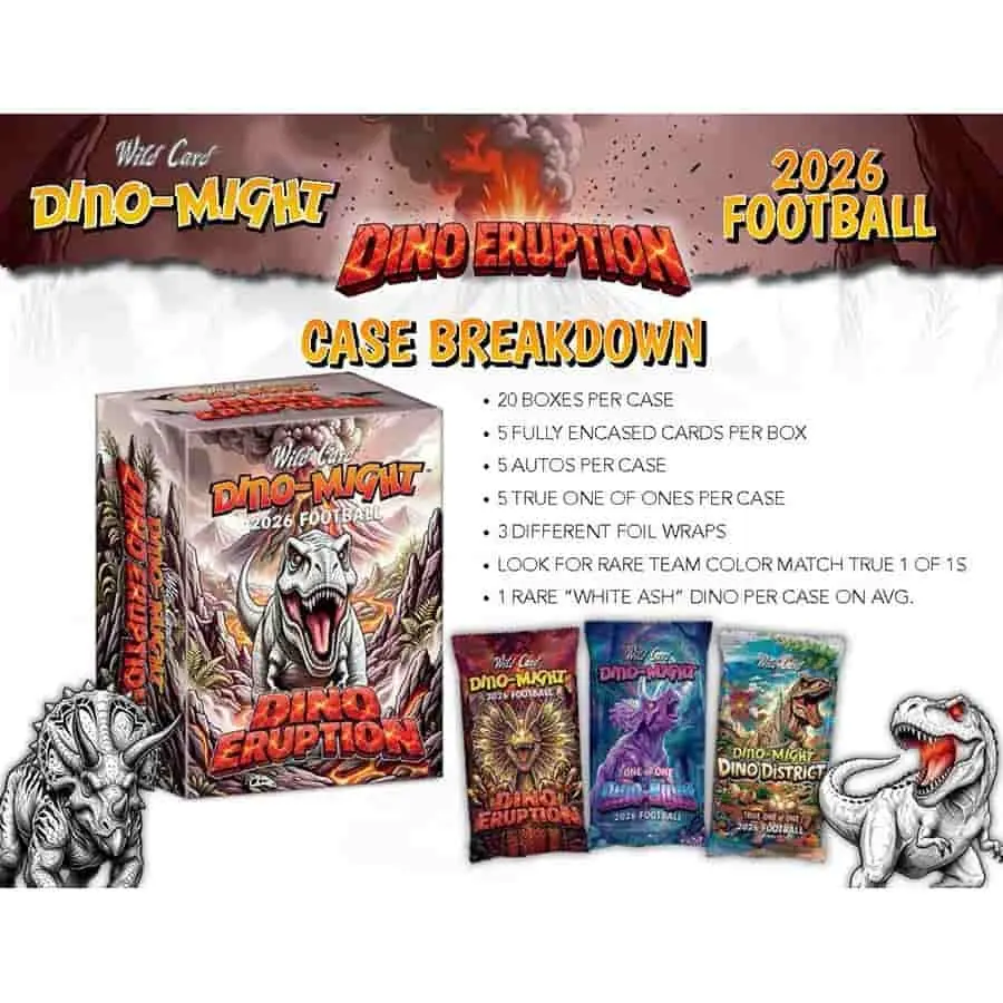2026 Wild Card Dino Might Football Dino Eruption Hobby Trading Cards