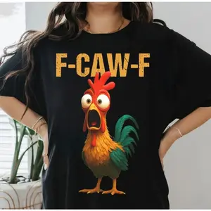Funny Chicken F Caw F Graphic Tee: Rooster Meme Shirt