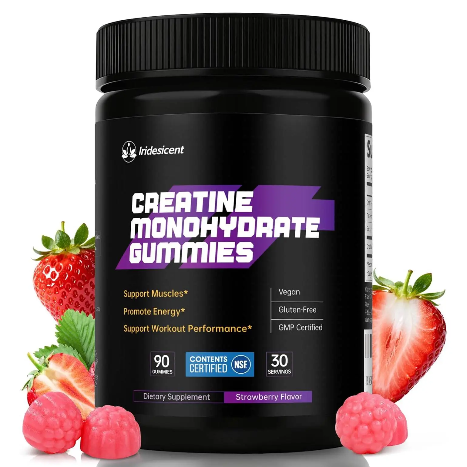 Creatine Gummies 5000mg – NSF Certified Creatine Monohydrate, Sugar Free, Vegan Chewables Creatine for Women and Men (90 Count, Strawberry)