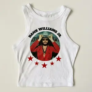 Hank W!lliams Jr Crop Tank, Cowboy Western Shirt, Summer Outfit , Retro Country Music Tank, Country Concert Outfit, Vintage Cowboy Tank