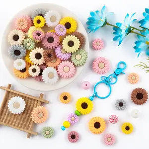 20pcs 20mm silicone beads for jewelry making daisy shaped silicone beads, loose colored silicone beads Bead Mix for DIY jewelry keychain making crafts, pen bead accessories Beads & Bead Assortments Diy Beading Accessories