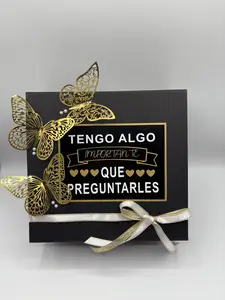 Padrinos Gift Box Party with Gold Butterfly Design and Elegant Ribbon for Special Occasions Perfect for Parties and Celebrations