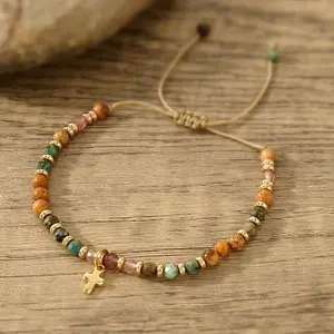 Boho Vintage Beaded Adjustable Bracelet, Natural Stones for Daily Wear & Gifts, Protects Aura, Deflects Negative Energies, Perfect for Mom, Friends & Girlfriend