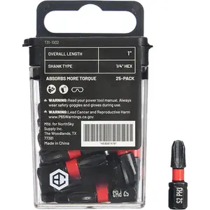 mpact  Bits PH3-25 Pack, 1/4" Hex Shank S2 Steel,  Tip,  Phosphate  Resistance for  Drills