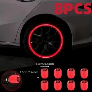 8pcs Glow-In-The-Dark Skull Tire Valve Caps, Unique Car Decor, Self-Luminous Valve Stem Covers, Universal for Cars, Motorcycles, E-Bikes, Bicycles