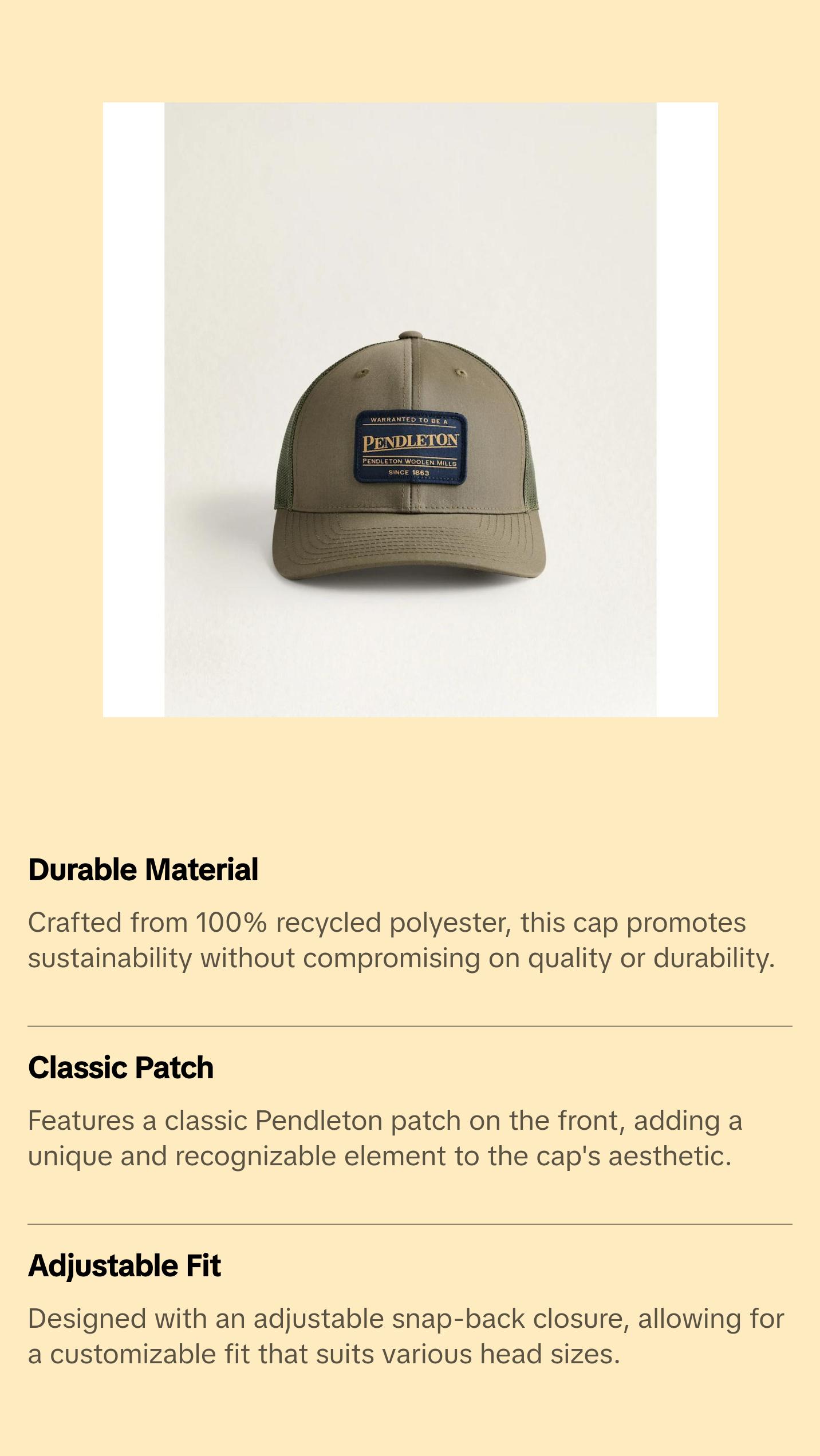 Pendleton Classic Patch Trucker Hat Loden