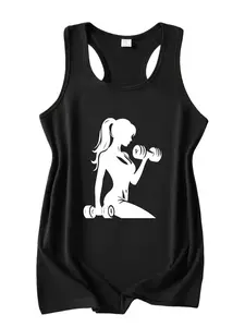 Fitness Woman Silhouette Graphic Racerback Tank Top