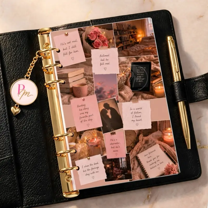 Book Boyfriend Mood Board Dashboard Insert | Fictional Crush Pink Aesthetic Planner Decor