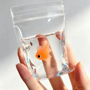 5 pcs Cute Goldfish Squeeze Squishy Toy Soft TPR Pinch Gadget Transparent Bag Stress Relief Handheld Relax Novelty Accessory Gift