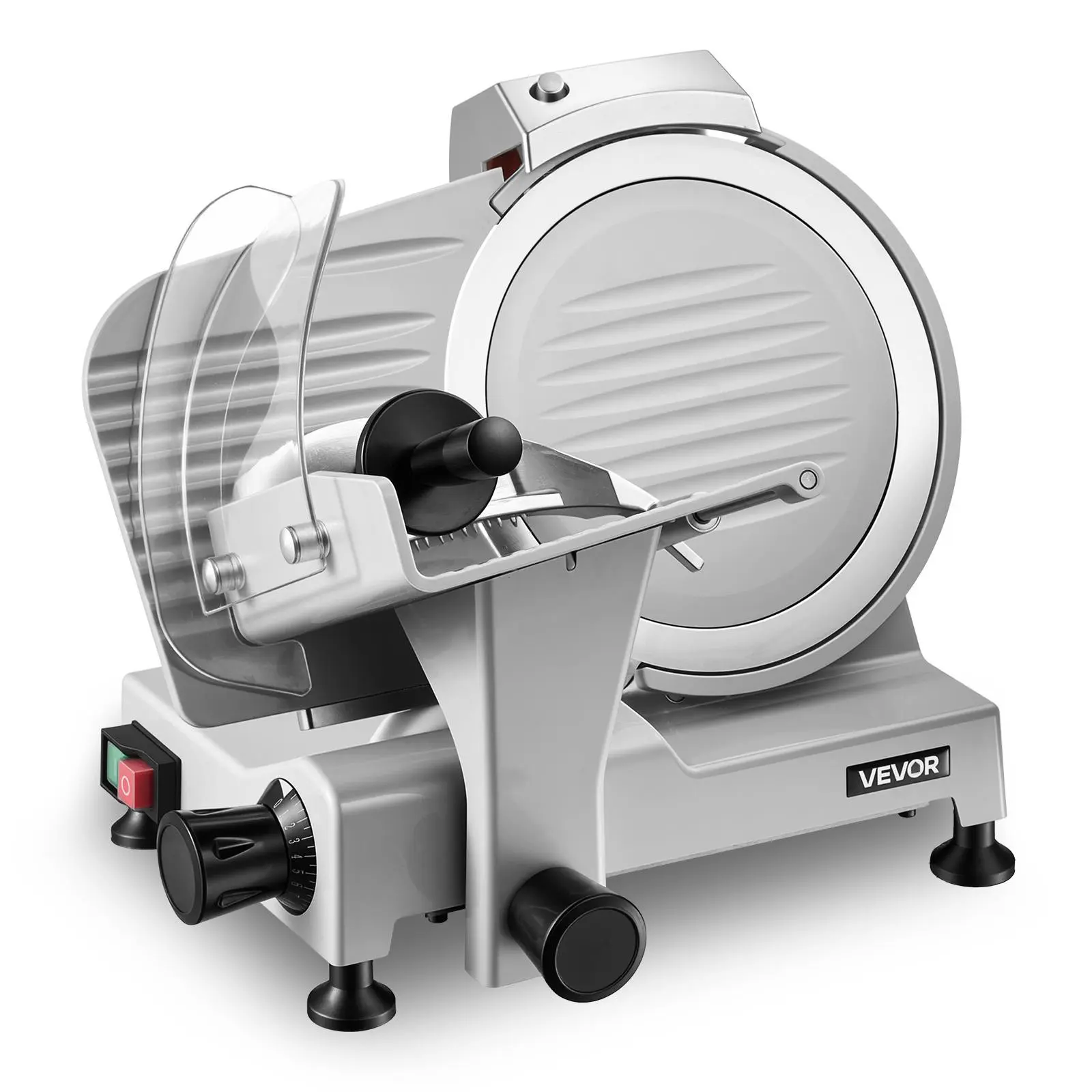 VEVOR Commercial Meat Slicer, 300W Electric Cutter, Removable 10" Carbon Steel Blade and Food Tray, 0-0.47" Adjustable Thickness Food Slicer Machine,for Frozen Meat, Ham, Baguett, Steak, ETL Approved