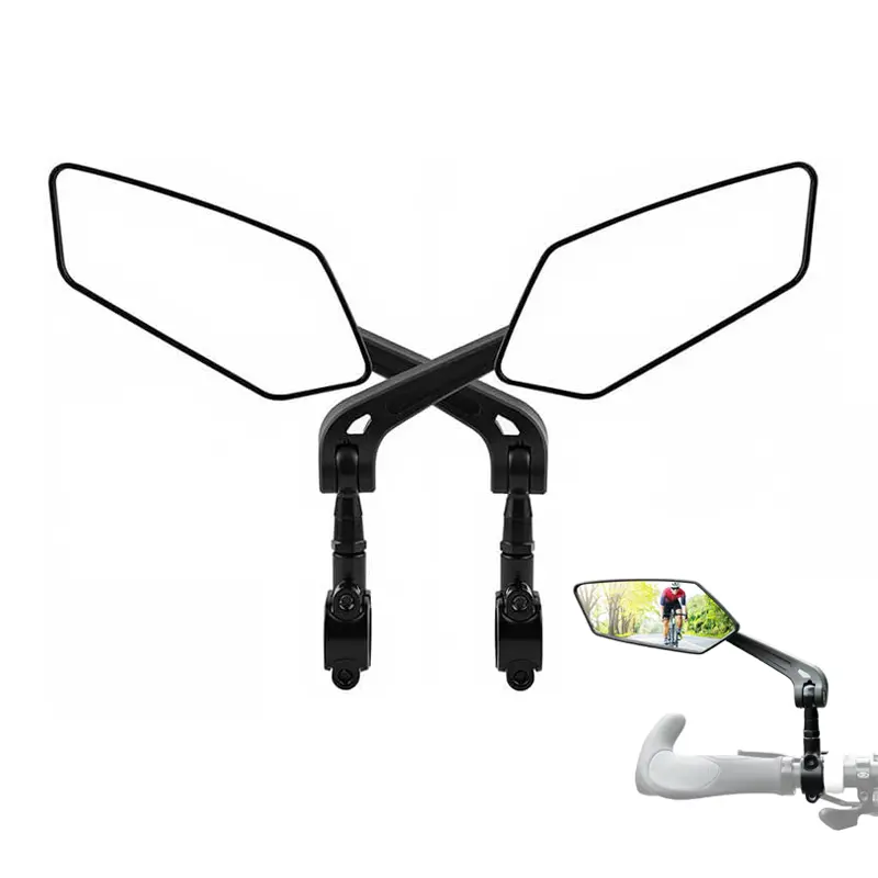 2Pcs Handlebar Mount Bike Rear View Mirrors 360° Adjustable Wide HD Glass Mirror with Universal Accessory for Bicycle Scooter and Motorcycle
