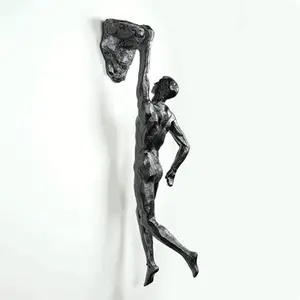 Unbound Resin Climbing Man Wall Sculptures Creative Hand-Finished Sculpture Figurine for Bar/Home/Office Art Decor (Rock Grab)