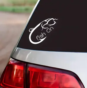 Catfish Hook Fish On Decal - Customizable Car Sticker for Automotive & Motorcycle