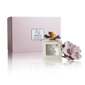 Pink Ceramic Flower Diffuser Gift Set Bluebell Rain Scent for Aromatic Home Decor