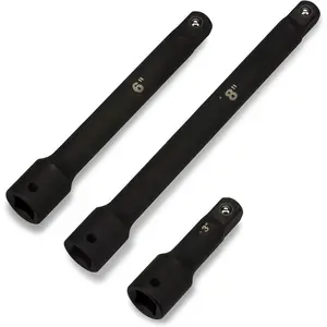 1/2-Inch-Drive Impact Extension-Bar Set, Made with CrV Steel, 3-Inch, 6-Inch, and 8-Inch Sizes.