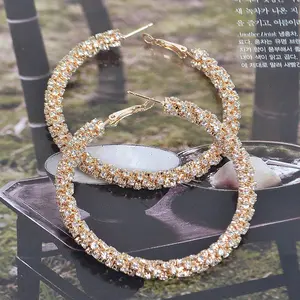 Twisted Rhinestone 60mm Hoop Earring