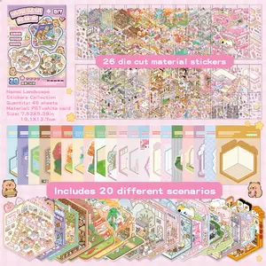 20set DIY Fun miniature scene 3d stickers album , New  Stickers for Decoration, Halloween, Easter, Christmas, Mother's Day, and Friend Gathering Gifts,therapy,vintage Whispering Wind Series artistic Craft Kit Multi-Style Peter stress relief adult