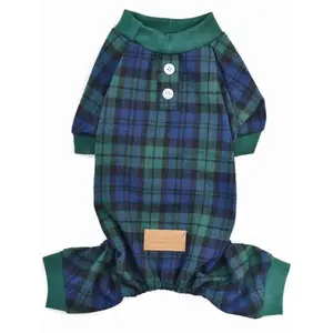 Parisian Pet 'Scottish Pajama Green & Blue Plaid' for Dogs & Cats, Designer Pet Sleepwear, Cozy Dog Pajama Set-Saint Patrick's Day