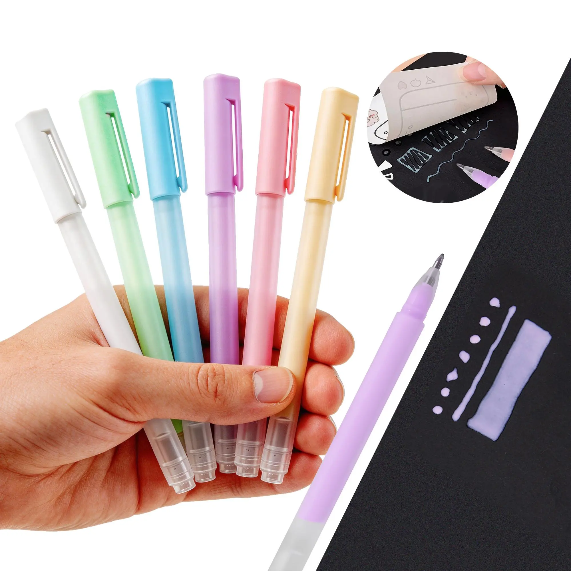 Leven 6-Pack 8ml Precision Tip Glue Pens, Strong-Hold Quick-Dry Liquid Craft Adhesive, Back to School Supplies, Office Teacher Journaling Paper Craft Tools