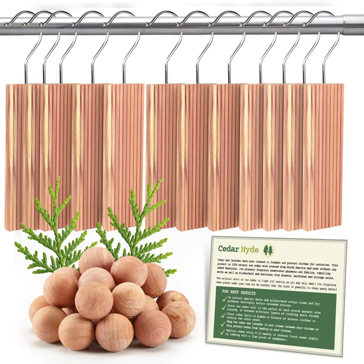 Hyde  Blocks for Clothes Storage |  Hang Ups &  Balls | Dresser Drawer Freshener Odor Eliminator | 22 count, 12  Hang Ups & Bonus 10  Balls | U.S.A Seller