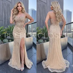 Isabella Embellished Lace Up Back Gown