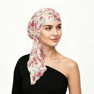 Floral Women's Headwrap Hat, Lightweight Breathable Soft Headband Turban, Arc Shape Yoga Sports Sleeping Cap, Home Headscarf for Face Washing